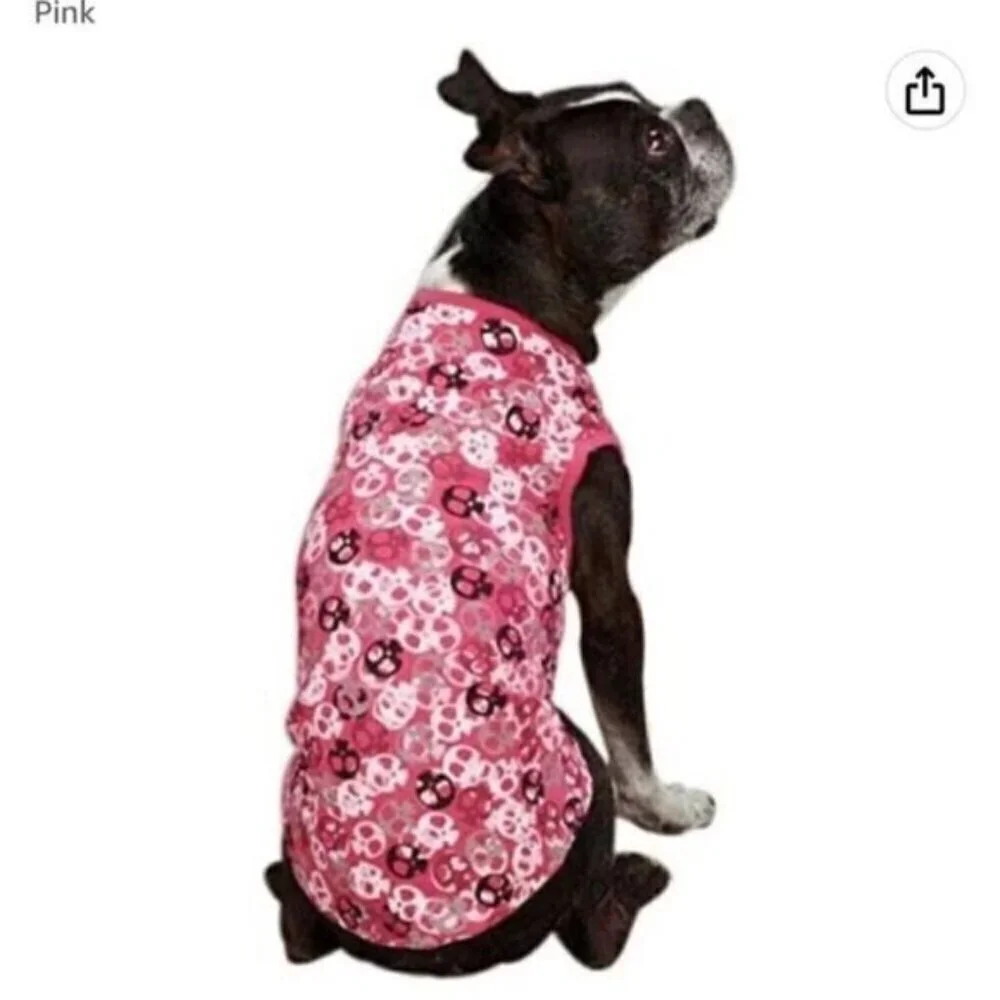 Casual Canine Dog Shirt Bone Heads Skull Tank Pink Small / Medium New